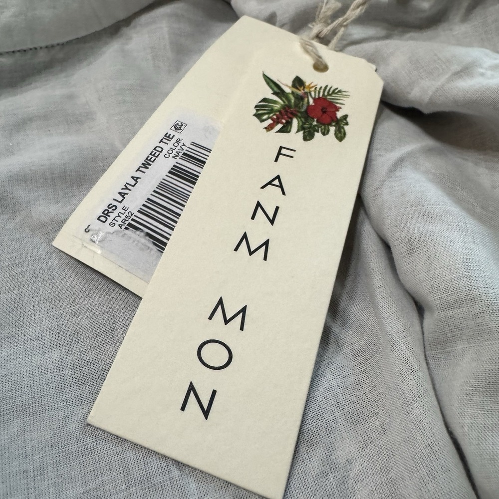 Fanm Mon Layla Tweed Mini Dress Size Small Mock Neck Blue Plaid Embroidered - Picture 13 of 15